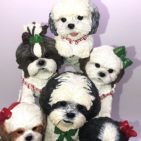 DANBURY MINT Lighted Shih Tzu Family Christmas Tree Very Rare! - Picture 4 of 11